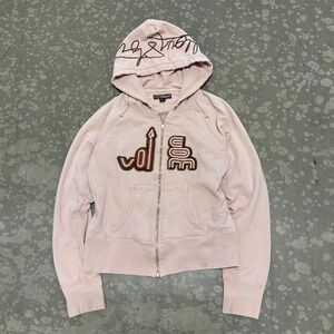 Y2k Volcom Pink Zip Up Skate Hoodie Size Large